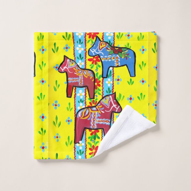 Dala Horse Bath Towel Set (Wash Cloth)