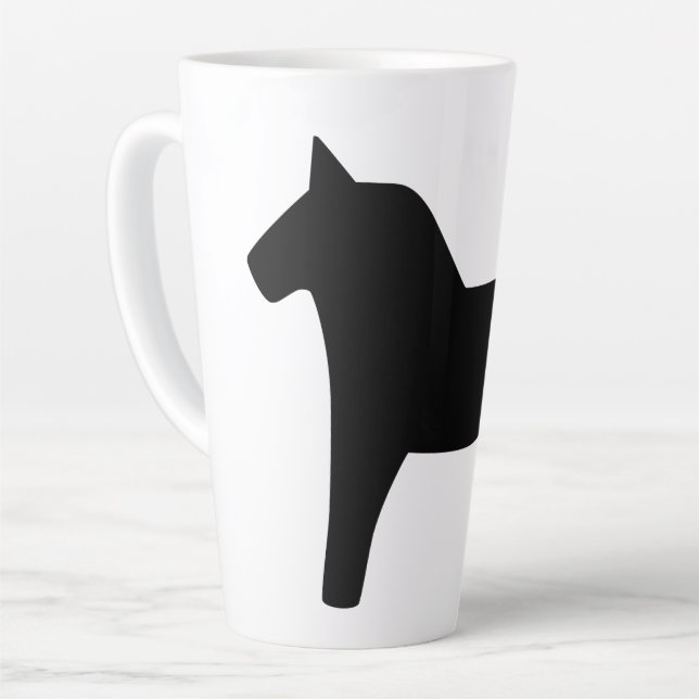 Dala Horse Black Latte Mug (Left Angle)