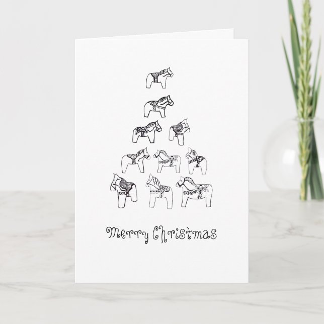 Dala Horse Christmas Tree Card (Front)
