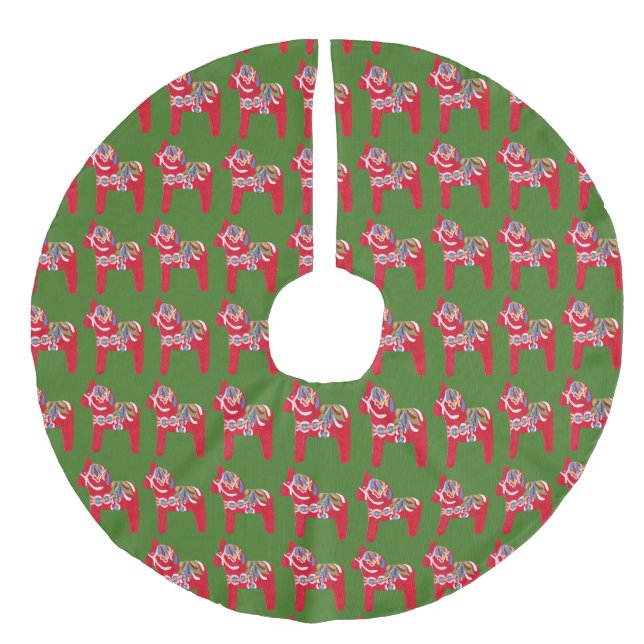 Dala Horse Christmas Tree Skirt (Front)
