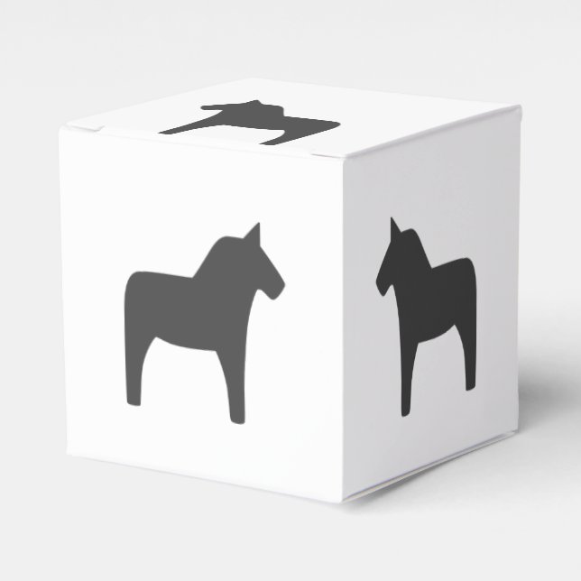 Dala Horse Dark Grey Favour Box (Front Side)