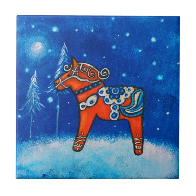Dala Horse II Tile Coaster (Front)