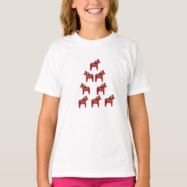 Dala Horse Kids Christmas Sweatshirt T-Shirt (Front)