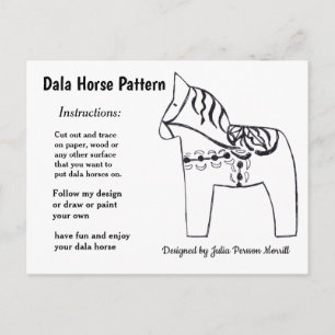 Dala Horse Pattern to Share Holiday Postcard