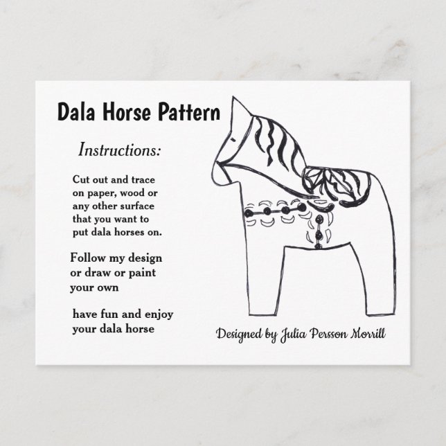 Dala Horse Pattern to Share Holiday Postcard (Front)