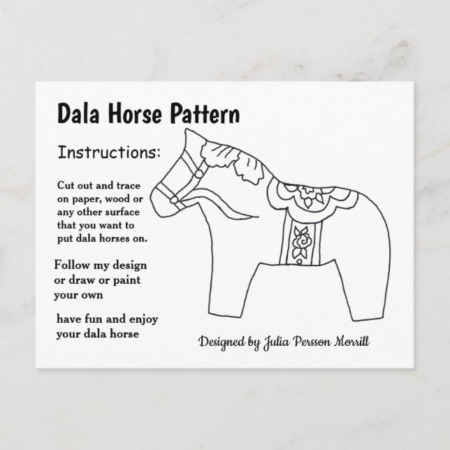 Dala Horse Pattern to Share Holiday Postcard (Front)
