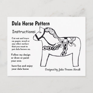 Dala Horse Pattern to Share Holiday Postcard