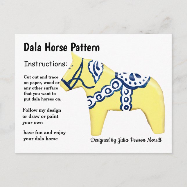 Dala Horse Pattern to Share Holiday Postcard (Front)