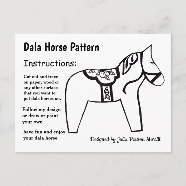 Dala Horse Pattern to Share Holiday Postcard (Front)