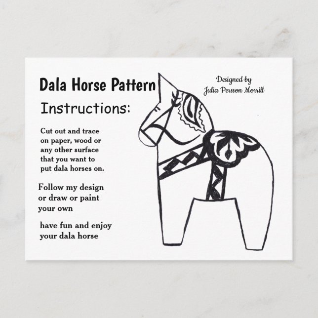Dala Horse Pattern to Share Holiday Postcard (Front)