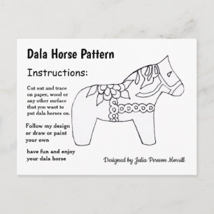 Dala Horse Pattern to Share Holiday Postcard