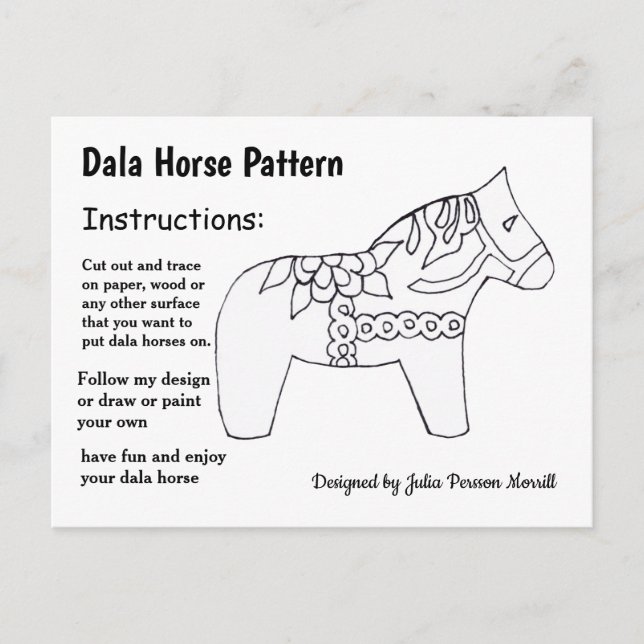 Dala Horse Pattern to Share Holiday Postcard (Front)