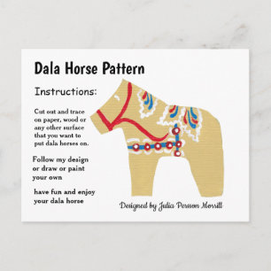 Dala Horse Pattern to Share Holiday Postcard