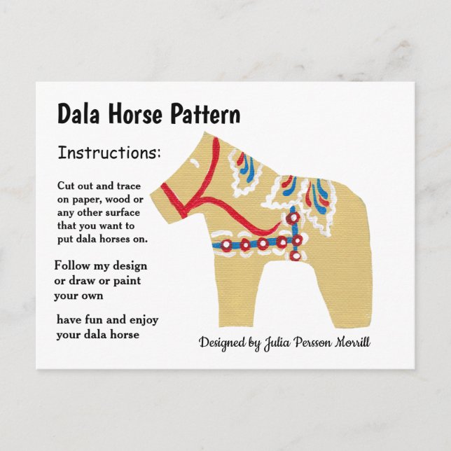 Dala Horse Pattern to Share Holiday Postcard (Front)