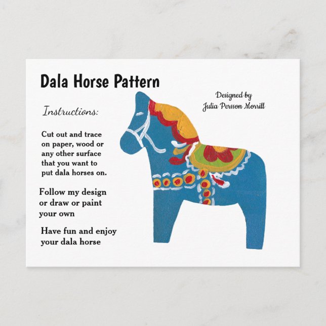 Dala Horse Pattern to Share Holiday Postcard (Front)