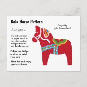 Dala Horse Pattern to Share Holiday Postcard