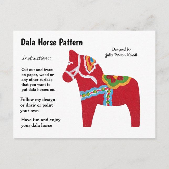 Dala Horse Pattern to Share Holiday Postcard (Front)