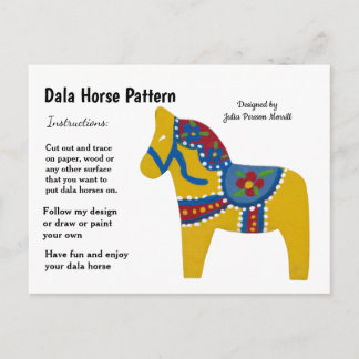 Dala Horse Pattern to Share Holiday Postcard