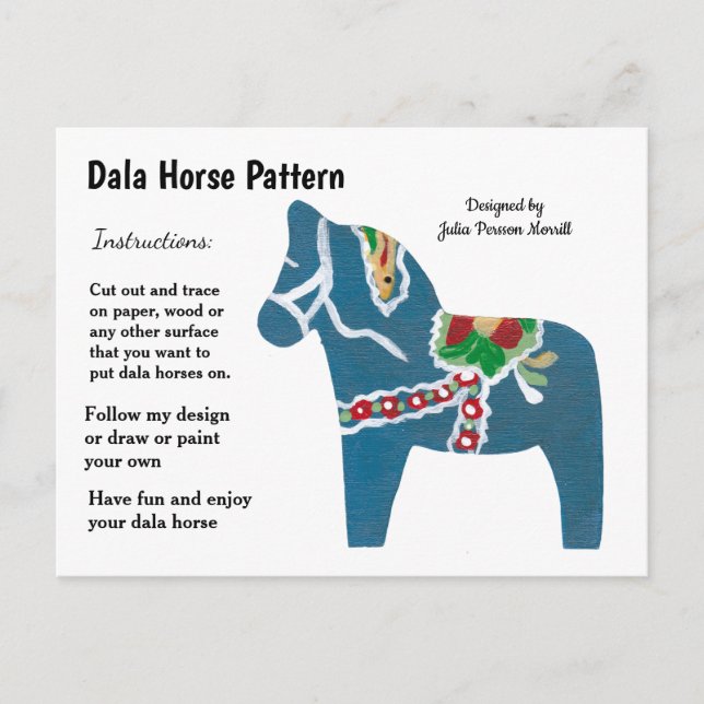 Dala Horse Pattern to Share Holiday Postcard (Front)