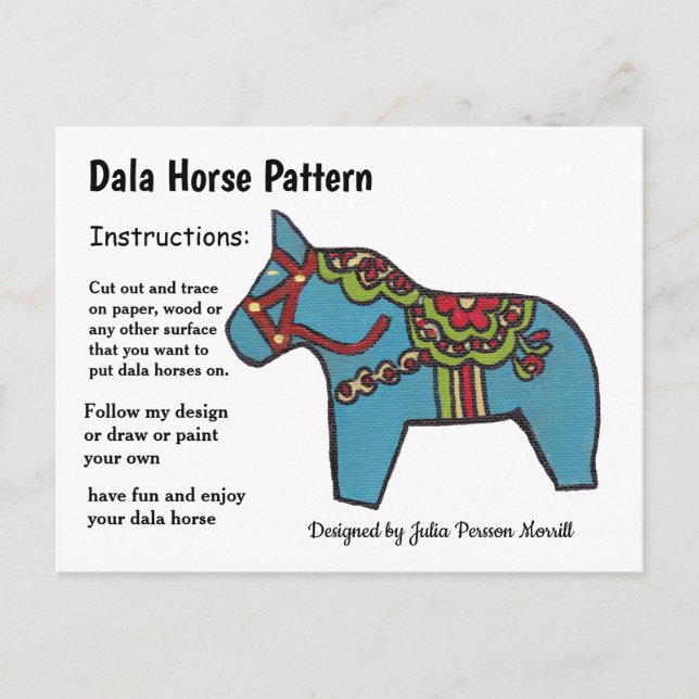 Dala Horse Pattern to Share Holiday Postcard (Front)