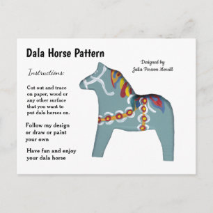 Dala Horse Pattern to Share Holiday Postcard