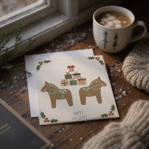 Dala Horse Scandinavian Christmas Card