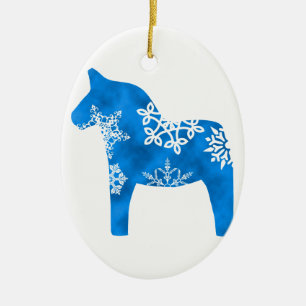 Dala Horse Snowflake Ceramic Tree Decoration