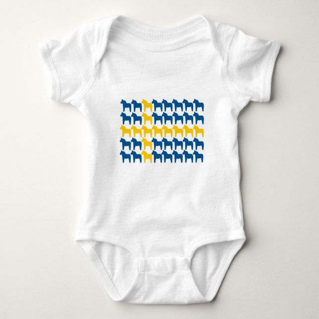 Dala Horse Sweden Flag Baby Bodysuit (Front)