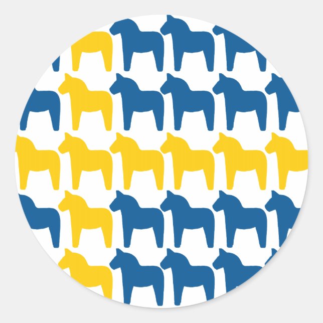 Dala Horse Sweden Flag Classic Round Sticker (Front)