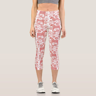 Dala Horse Swedish Red and White Pattern Capri Leggings