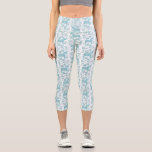 Dala Horse Swedish Teal and White Pattern Capri Leggings<br><div class="desc">Dala or Dalecarlian Horse pattern in teal green and white.  Swedish folk style design.</div>