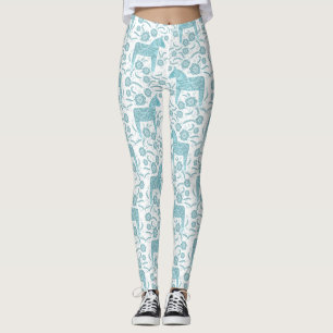 Dala Horse Swedish Teal and White Pattern Leggings