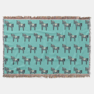 Dala horse throw blanket