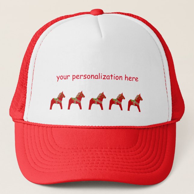 Dala Horse to Personalise or Customise Trucker Hat (Front)