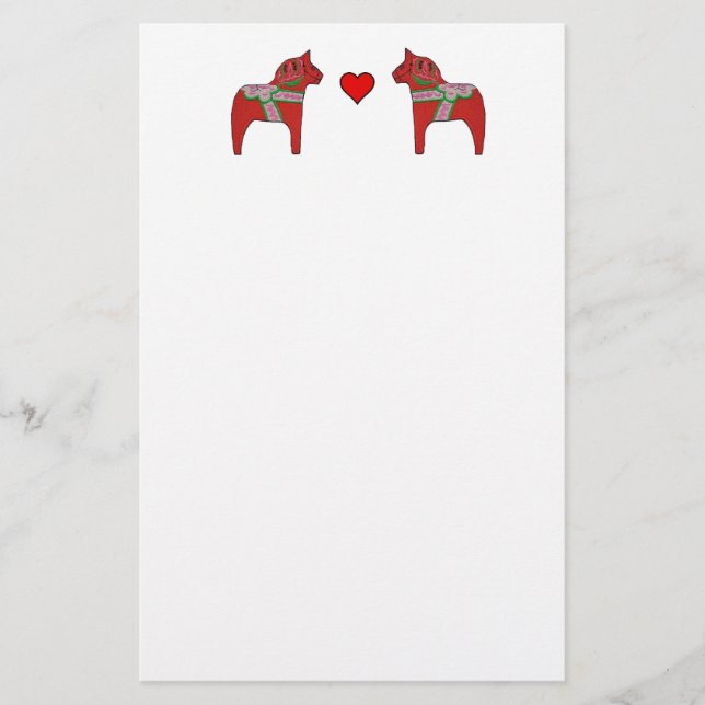 Dala Horses and Heart Stationary Stationery (Front)