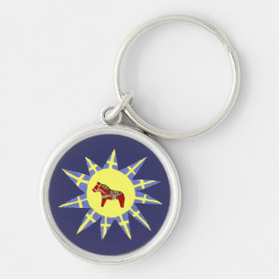 Dala Horses and Swedish Flags Keychain