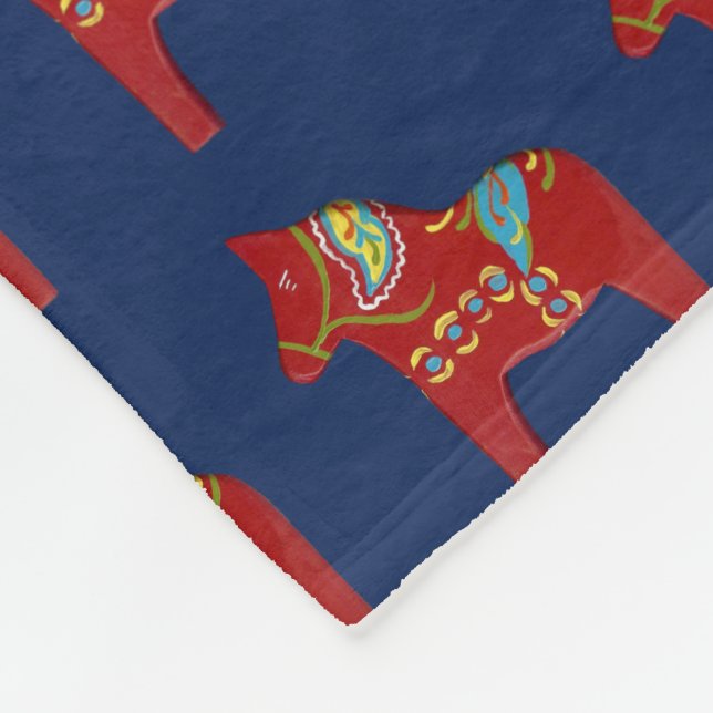 Dala Horses Fleece Blanket (Corner)