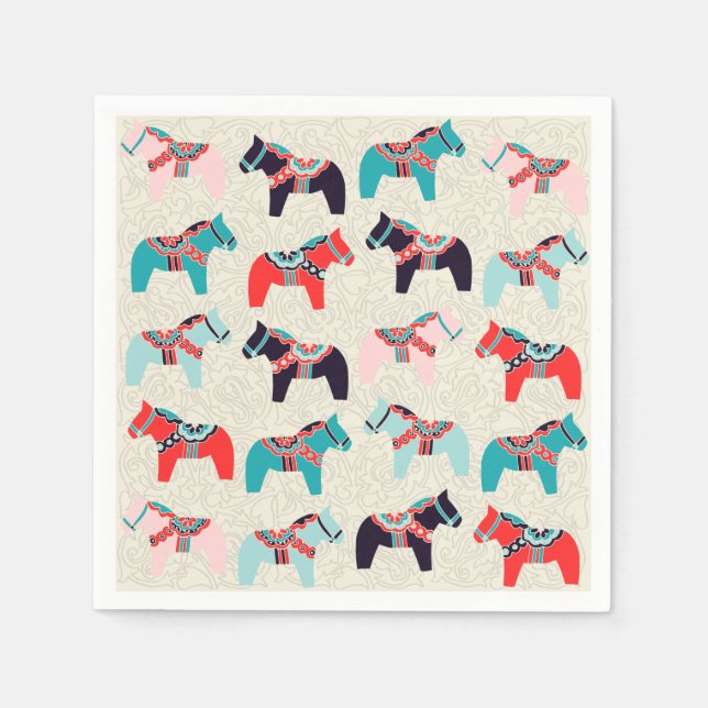 Dala Horses Paper Napkins (Front)