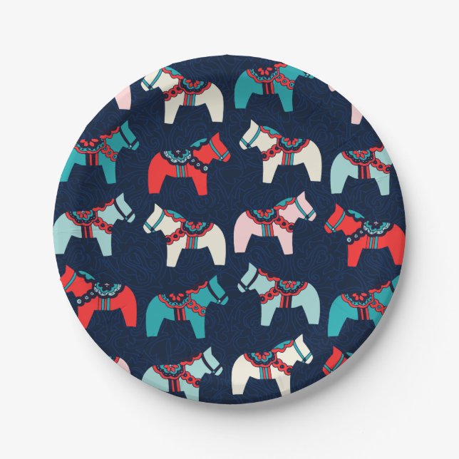 Dala Horses Paper Plates (Front)