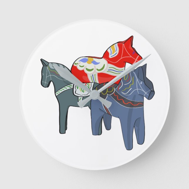 Dala Horses Square Round Clock (Front)