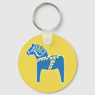 Dalahäst   Dala horse blue Key Ring
