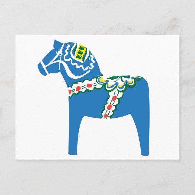 Dalahäst | Dala horse blue Postcard (Front)