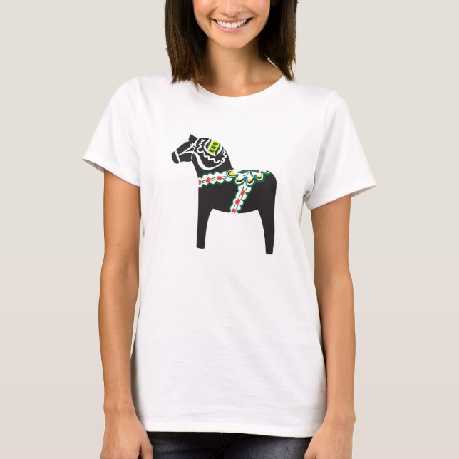 Dalahäst | Dala horse in black T-Shirt (Front)