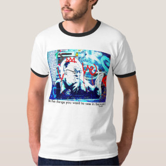 Dalai Lama Graffiti with Quote by Mahatma Gandhi T-Shirt