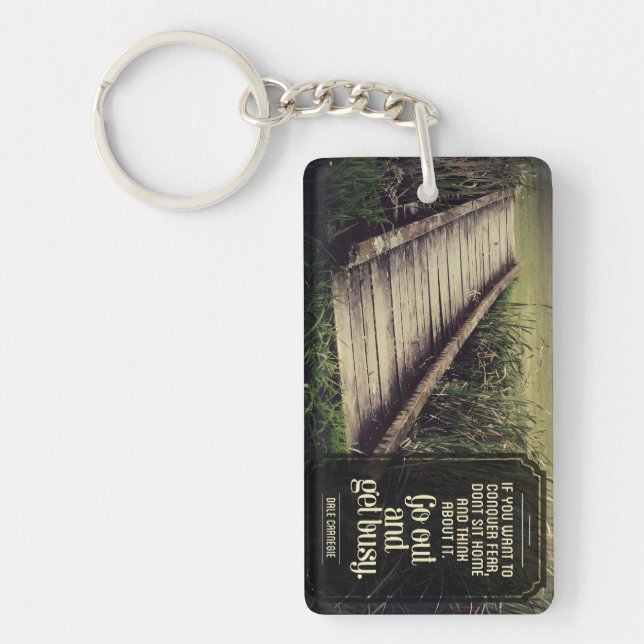 Dale Carnegie Inspirational Quote "Get busy" Key Ring (Front)