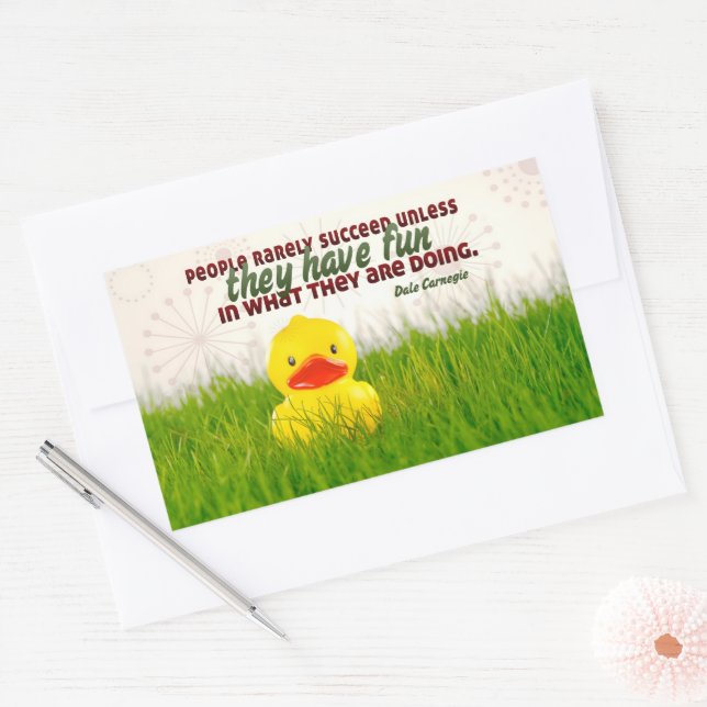 Dale Carnegie Inspirational Quote "Have fun" Rectangular Sticker (Envelope)