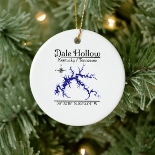 Dale Hollow Lake Kentucky Tennessee Map Ornament