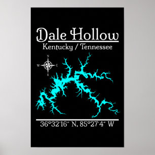 Dale Hollow Lake Kentucky Tennessee Nautical Map P Poster