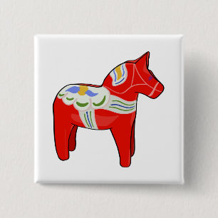 Dalecarlian horse 15 cm square badge