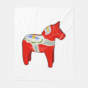 Dalecarlian horse fleece blanket